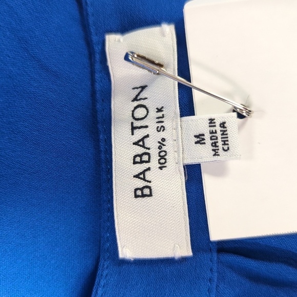 Babaton 3/4 Sleeves Silk Blouson Shirtdress Blue M Business casual preppy classi - Picture 6 of 8